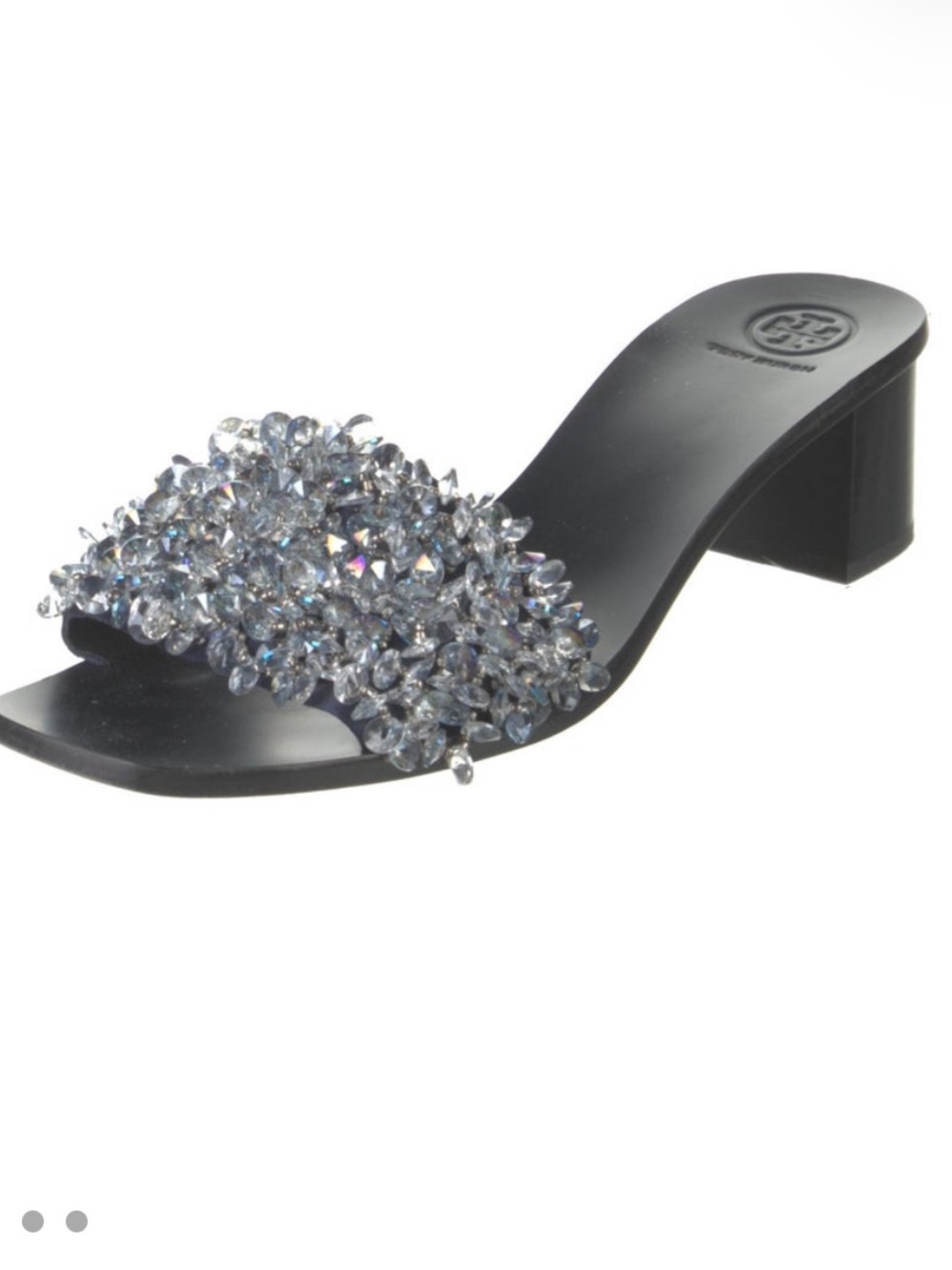 Tory Burch Black Crystal-Embellished Slide Mules
